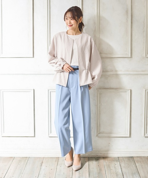 Honeys(ハニーズ)の「ドロスト使いブルゾン(ブルゾン・レディース・ネイビー/ベージュ/アイボリー/サックスブルー/グレイッシュベージュ・S/M/L/LL)」の16枚目の写真