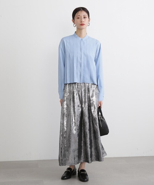 N.（N. Natural Beauty Basic）（エヌエヌナチュラルビューティーベーシック）の「◆ドライポプリンタックショートシャツ（シャツ/ブラウス・レディース・ピンク/ブルー/グレイッシュベージュ・MEDIUM）」の7枚目の写真