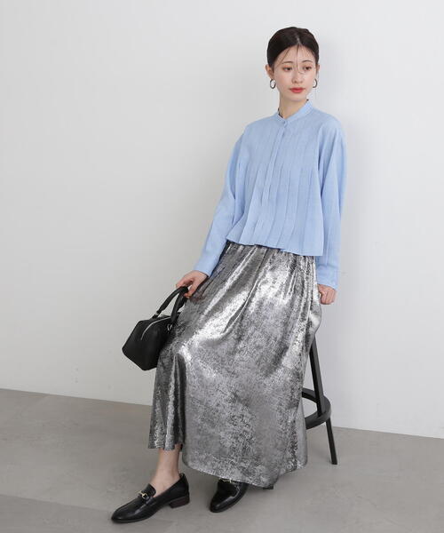 N.（N. Natural Beauty Basic）（エヌエヌナチュラルビューティーベーシック）の「◆ドライポプリンタックショートシャツ（シャツ/ブラウス・レディース・ピンク/ブルー/グレイッシュベージュ・MEDIUM）」の6枚目の写真