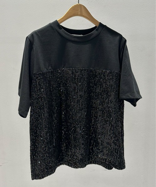 ROSIEE(ロージー)の「ROSIEE スパンコールビスチェ風Tシャツ(Tシャツ/カットソー・レディース・ブラック/ホワイト・FREE)」の6枚目の写真