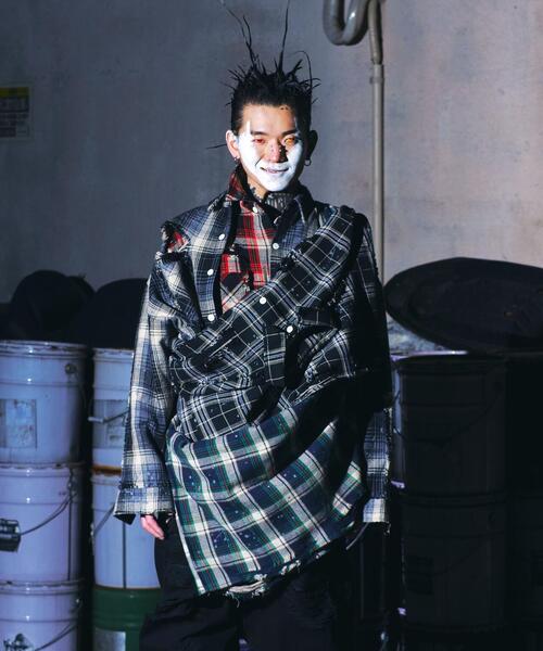 DANKE SCHON（ダンケシェーン）の「DankeSchon/ダンケシェーン/CottonViyella Damege Shirts/ダメージチェックシャツ（シャツ/ブラウス・メンズ・ブラック/グレー/レッド/モスグリーン・1/2）」の22枚目の写真