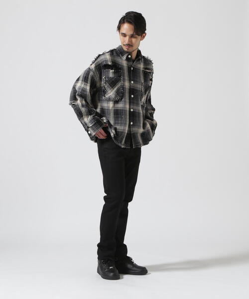 DANKE SCHON（ダンケシェーン）の「DankeSchon/ダンケシェーン/CottonViyella Damege Shirts/ダメージチェックシャツ（シャツ/ブラウス・メンズ・ブラック/グレー/レッド/モスグリーン・1/2）」の21枚目の写真