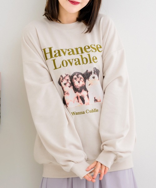 ems excite(エムズエキサイト)の「アソートdogトレーナー(スウェット・レディース・ナチュラル/ピンク/ブルー・FREE)」の2枚目の写真