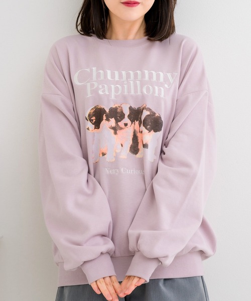 ems excite(エムズエキサイト)の「アソートdogトレーナー(スウェット・レディース・ナチュラル/ピンク/ブルー・FREE)」の1枚目の写真