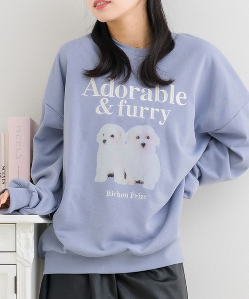 ems excite(エムズエキサイト)の「アソートdogトレーナー(スウェット・レディース・ナチュラル/ピンク/ブルー・FREE)」の3枚目の写真