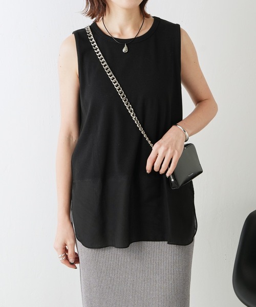 COLLAGE GALLARDAGALANTE（コラージュガリャルダガランテ）の「C'NOTE/裾シアータンク（タンクトップ・レディース・ホワイト/チャコールグレー/ブラック・FREE）」の3枚目の写真