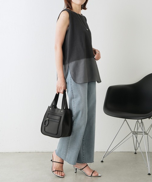 COLLAGE GALLARDAGALANTE（コラージュガリャルダガランテ）の「C'NOTE/裾シアータンク（タンクトップ・レディース・ホワイト/チャコールグレー/ブラック・FREE）」の17枚目の写真