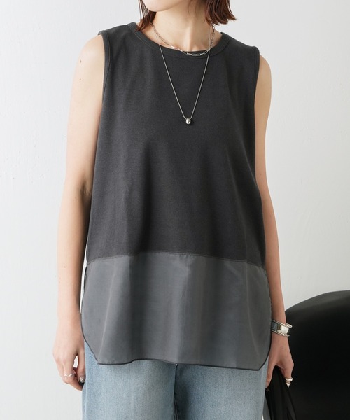 COLLAGE GALLARDAGALANTE（コラージュガリャルダガランテ）の「C'NOTE/裾シアータンク（タンクトップ・レディース・ホワイト/チャコールグレー/ブラック・FREE）」の13枚目の写真