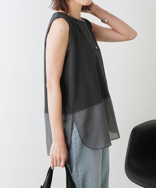 COLLAGE GALLARDAGALANTE（コラージュガリャルダガランテ）の「C'NOTE/裾シアータンク（タンクトップ・レディース・ホワイト/チャコールグレー/ブラック・FREE）」の14枚目の写真