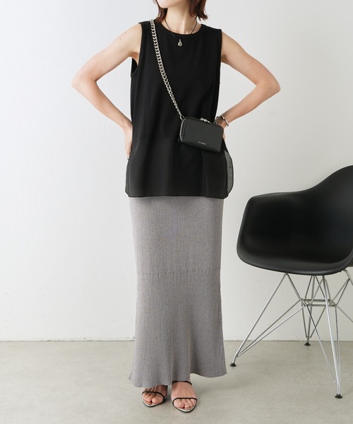 COLLAGE GALLARDAGALANTE（コラージュガリャルダガランテ）の「C'NOTE/裾シアータンク（タンクトップ・レディース・ホワイト/チャコールグレー/ブラック・FREE）」の19枚目の写真