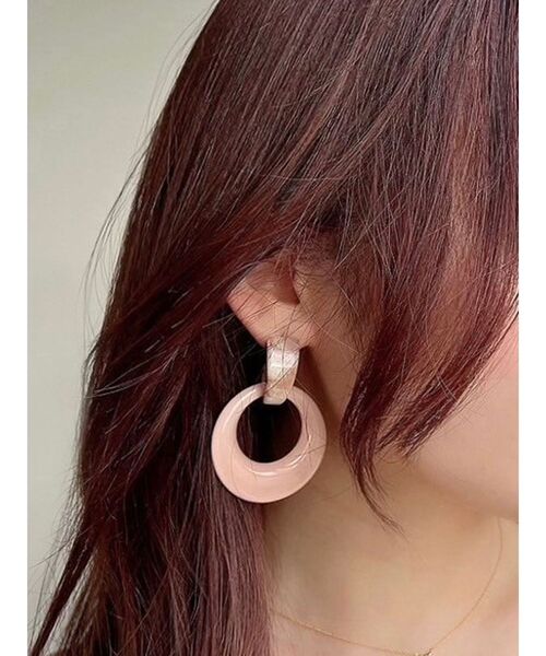 RESEXXY（リゼクシー）の「マーブルサークルピアス（ピアス（両耳用）・レディース・ホワイト/ピンク・FREE）」の2枚目の写真