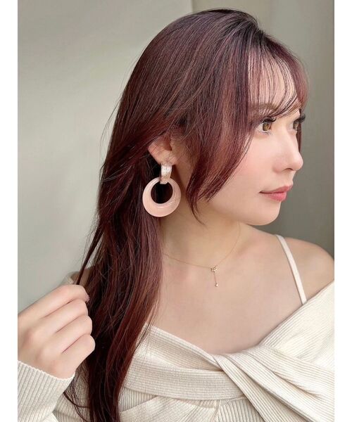 RESEXXY（リゼクシー）の「マーブルサークルピアス（ピアス（両耳用）・レディース・ホワイト/ピンク・FREE）」の4枚目の写真