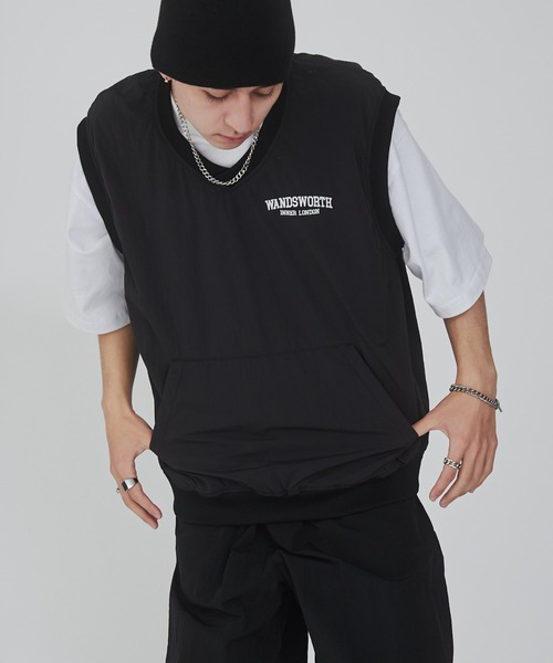 WEGO（ウィゴー）の「WEGO/ナイロンVネックベスト（ベスト・メンズ・ブラック/ベージュ・MEDIUM/LARGE）」の7枚目の写真