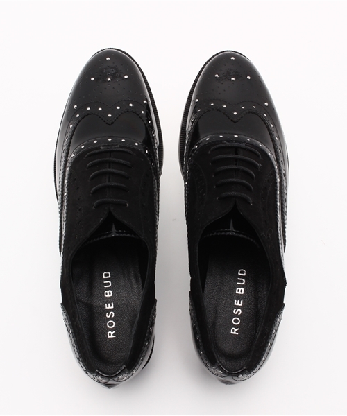 ROSE BUD（ローズバッド）の「(ROSE BUD)21028 PEACE WING TIP W/STUDS SHOES ウイングチップシューズ（ドレスシューズ・レディース・ブラック・36/37/39/38）」の8枚目の写真