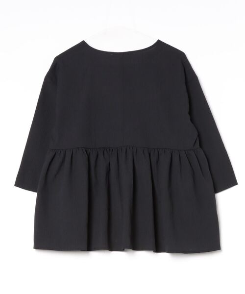 オンワンズオン On One's Own 長袖ギャザートップ・春夏ジャガード・大人ガーリー・体系カバープルオーバー （BLACK） オンワンズオン On One's Own 長袖ギャザートップ・春夏