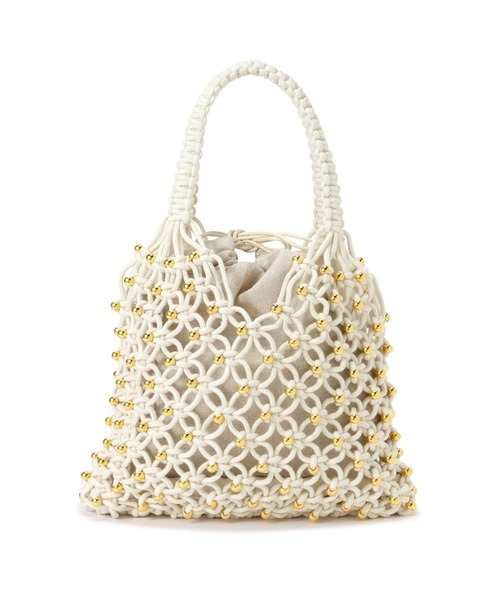 N.(N. Natural Beauty Basic)(エヌエヌナチュラルビューティーベーシック)の「◆マクラメ編みショルダーバッグ(ショルダーバッグ・レディース・ミント/ホワイト・FREE/フリ-)」の1枚目の写真