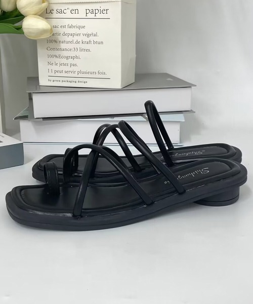 Miniministore(ミニミニストア)の「トングサンダル ローヒール ストラップ夏(サンダル・レディース・ブラウン/グリーン/ベージュ/ブラック/アイボリー・22.5cm/23.0cm/23.5cm/24.0cm/24.5cm/25.0cm)」の14枚目の写真