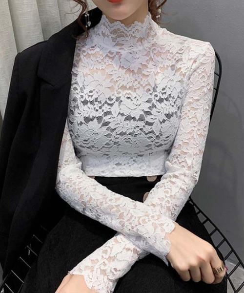 Miniministore(ミニミニストア)の「総レース カットソー レディース 花柄(Tシャツ/カットソー・レディース・ホワイト/ワインレッド/ピンク/ブラック/ネイビー/グリーン・FREE)」の2枚目の写真