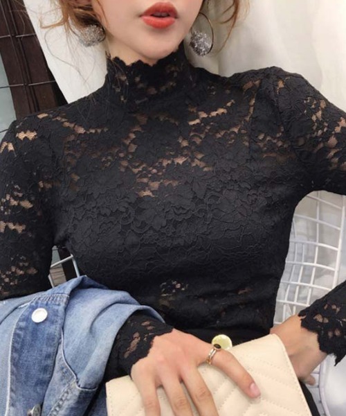 Miniministore(ミニミニストア)の「総レース カットソー レディース 花柄(Tシャツ/カットソー・レディース・ホワイト/ワインレッド/ピンク/ブラック/ネイビー/グリーン・FREE)」の11枚目の写真