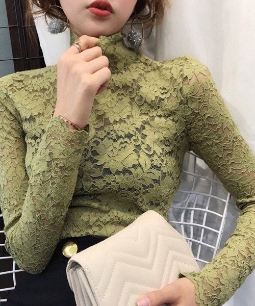 Miniministore(ミニミニストア)の「総レース カットソー レディース 花柄(Tシャツ/カットソー・レディース・ホワイト/ワインレッド/ピンク/ブラック/ネイビー/グリーン・FREE)」の13枚目の写真