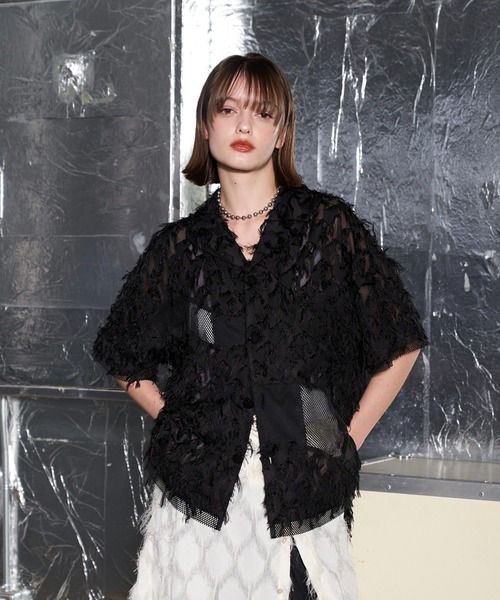 seyto（セイト）の「Jaguard fringe mesh half sleeve shirt