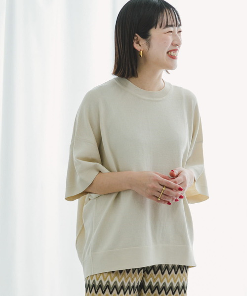 ITEMS URBANRESEARCH（アイテムズ アーバンリサーチ）の「ニットTシャツ（ニット/セーター・レディース・オレンジ/ブラック/オフホワイト/グリーン・FREE）」の11枚目の写真