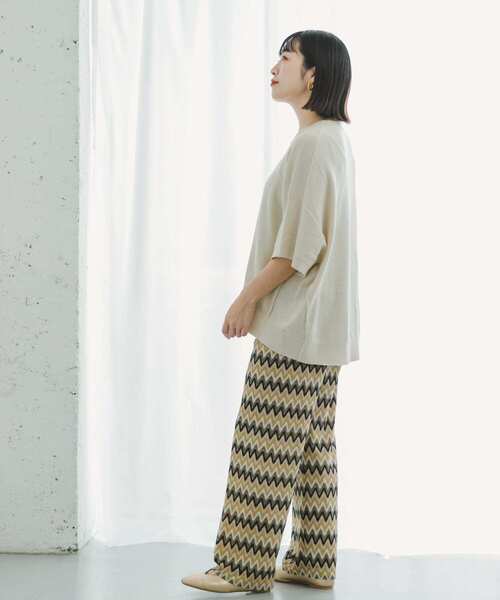 ITEMS URBANRESEARCH（アイテムズ アーバンリサーチ）の「ニットTシャツ（ニット/セーター・レディース・オレンジ/ブラック/オフホワイト/グリーン・FREE）」の15枚目の写真