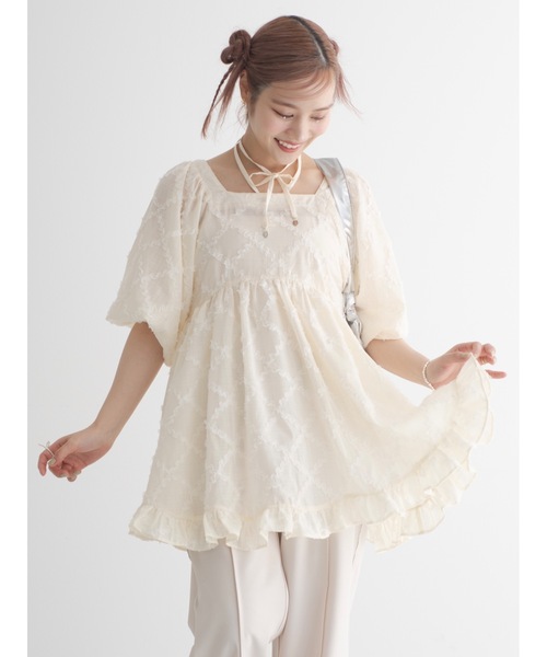 JUMELLE（ジュメロ）の「chesy top（シャツ/ブラウス・レディース・グレー/アイボリー・FREE）」の2枚目の写真