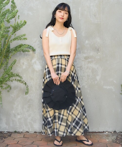 FREAK'S STORE（フリークスストア）の「フライスリボンタンクトップ（タンクトップ・レディース・ブラック/サックスブルー/オフホワイト・ﾌﾘ-）」の8枚目の写真