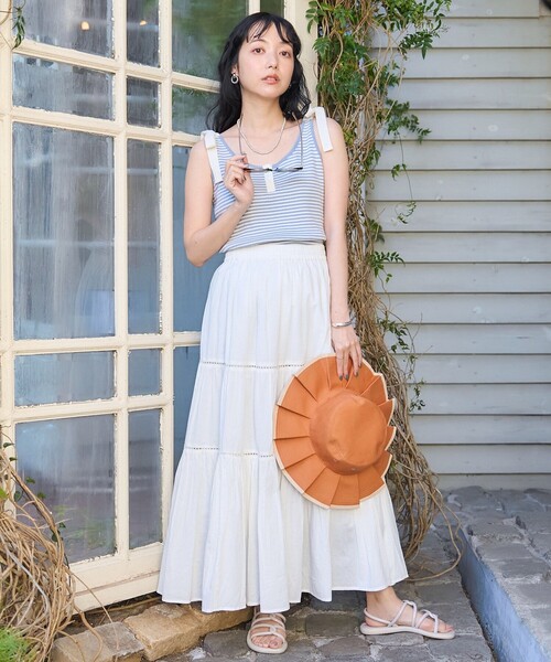 FREAK'S STORE（フリークスストア）の「フライスリボンタンクトップ（タンクトップ・レディース・ブラック/サックスブルー/オフホワイト・ﾌﾘ-）」の15枚目の写真