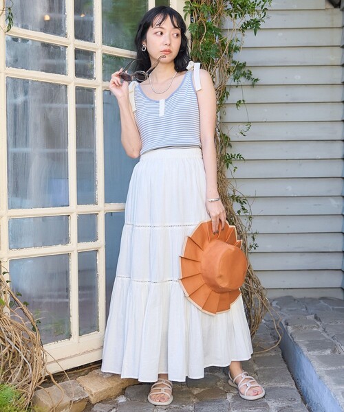 FREAK'S STORE（フリークスストア）の「フライスリボンタンクトップ（タンクトップ・レディース・ブラック/サックスブルー/オフホワイト・ﾌﾘ-）」の16枚目の写真