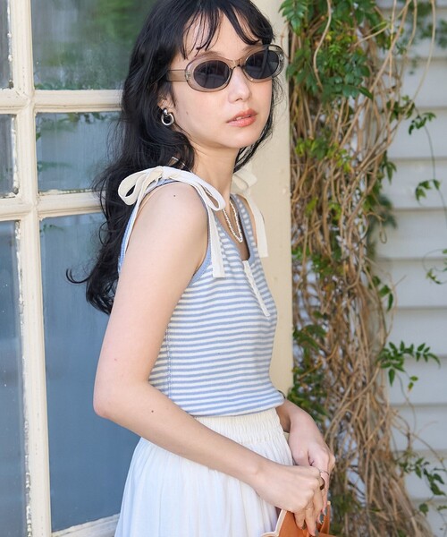 FREAK'S STORE（フリークスストア）の「フライスリボンタンクトップ（タンクトップ・レディース・ブラック/サックスブルー/オフホワイト・ﾌﾘ-）」の18枚目の写真