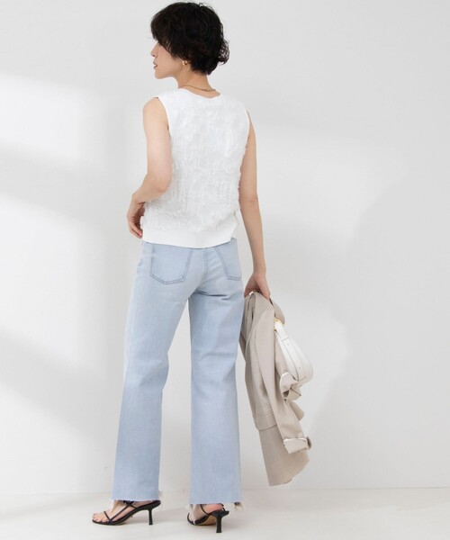 NOLLEY’S Sophi（ノーリーズソフィ）の「《手洗い可能》ジャガードフリンジノースリーブプルオーバーニット（ニット/セーター・レディース・ブラック/サックスブルー/オフホワイト・38）」の8枚目の写真