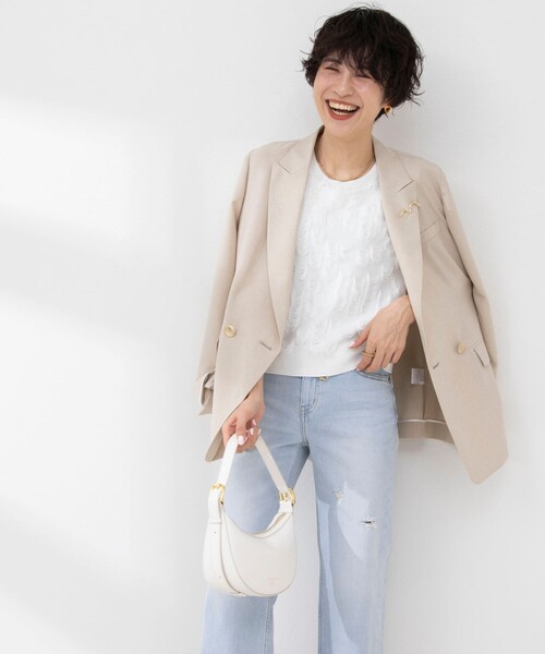 NOLLEY’S Sophi（ノーリーズソフィ）の「《手洗い可能》ジャガードフリンジノースリーブプルオーバーニット（ニット/セーター・レディース・ブラック/サックスブルー/オフホワイト・38）」の15枚目の写真