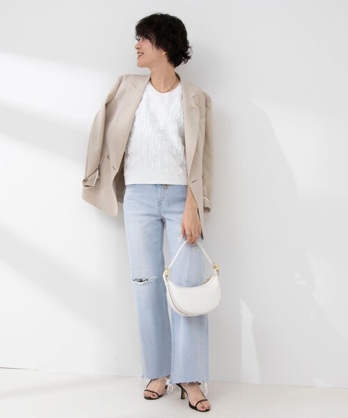 NOLLEY’S Sophi（ノーリーズソフィ）の「《手洗い可能》ジャガードフリンジノースリーブプルオーバーニット（ニット/セーター・レディース・ブラック/サックスブルー/オフホワイト・38）」の16枚目の写真