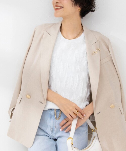 NOLLEY’S Sophi（ノーリーズソフィ）の「《手洗い可能》ジャガードフリンジノースリーブプルオーバーニット（ニット/セーター・レディース・ブラック/サックスブルー/オフホワイト・38）」の17枚目の写真