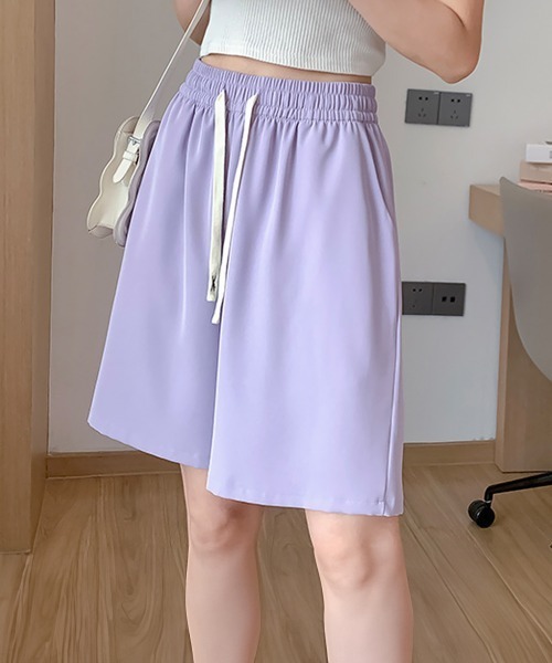 Miniministore(ミニミニストア)の「ワイドパンツ カラー短パン 韓国 9色(スウェットパンツ・レディース・ラベンダー/ミント/ブラウン/ピンク/ブラック/ライトブルー/ライトイエロー/フューシャピンク/オレンジ・L/M)」の5枚目の写真