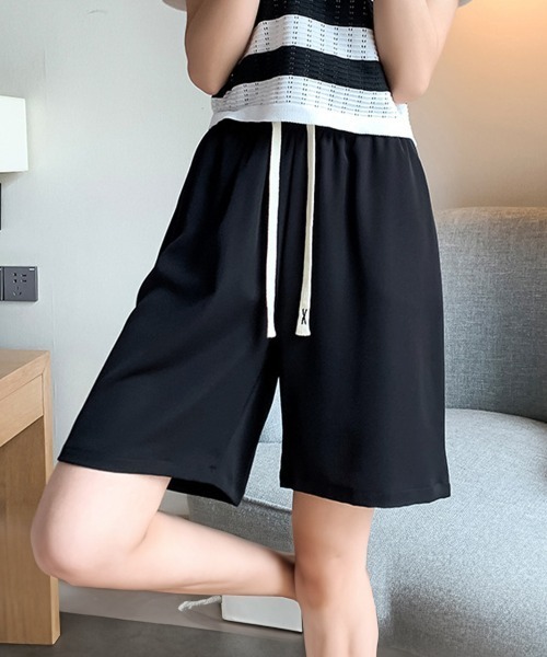 Miniministore(ミニミニストア)の「ワイドパンツ カラー短パン 韓国 9色(スウェットパンツ・レディース・ラベンダー/ミント/ブラウン/ピンク/ブラック/ライトブルー/ライトイエロー/フューシャピンク/オレンジ・L/M)」の2枚目の写真