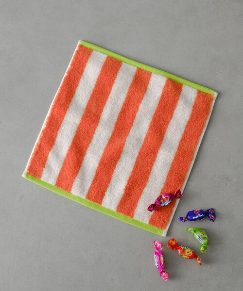 BIRTHDAY BAR(バースデイバー)の「ストライプジャガードタオルハンカチ(ハンカチ/ハンドタオル・レディース・オレンジ/グリーン・0)」の1枚目の写真