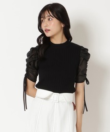 半袖シアースリーブニット