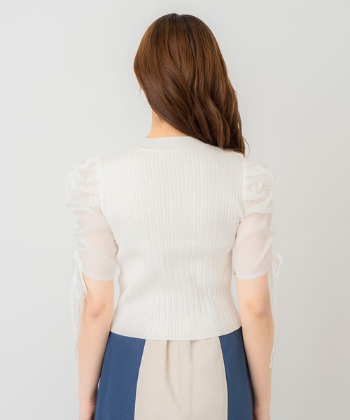REDYAZEL（レディアゼル）の「半袖シアースリーブニット（ニット/セーター・レディース・オフホワイト/グレー/ピンク/ブラック・FREE）」の17枚目の写真
