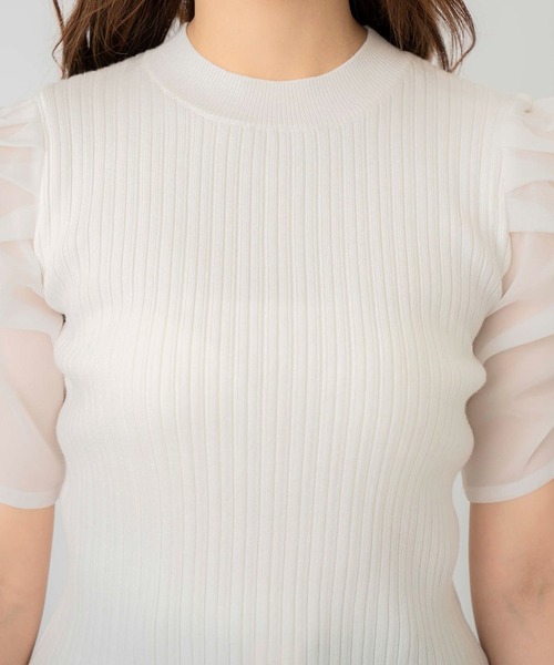 REDYAZEL（レディアゼル）の「半袖シアースリーブニット（ニット/セーター・レディース・オフホワイト/グレー/ピンク/ブラック・FREE）」の15枚目の写真