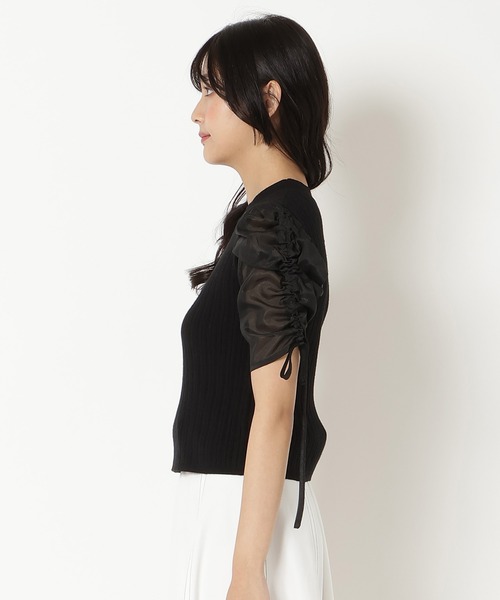 REDYAZEL（レディアゼル）の「半袖シアースリーブニット（ニット/セーター・レディース・オフホワイト/グレー/ピンク/ブラック・FREE）」の12枚目の写真