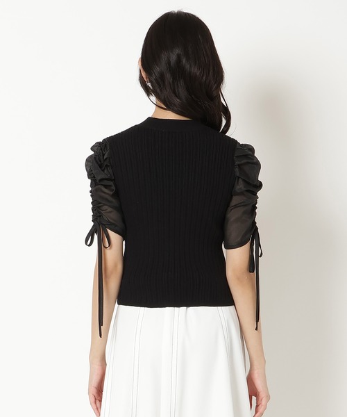 REDYAZEL（レディアゼル）の「半袖シアースリーブニット（ニット/セーター・レディース・オフホワイト/グレー/ピンク/ブラック・FREE）」の11枚目の写真