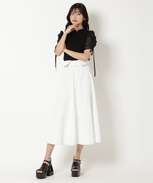 REDYAZEL（レディアゼル）の「半袖シアースリーブニット（ニット/セーター・レディース・オフホワイト/グレー/ピンク/ブラック・FREE）」の10枚目の写真