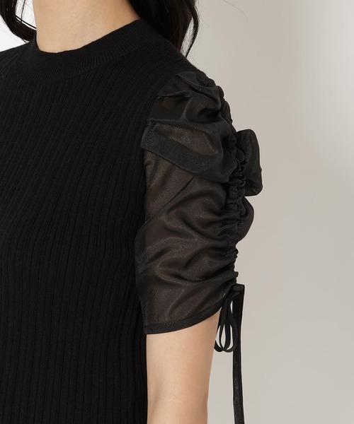 REDYAZEL（レディアゼル）の「半袖シアースリーブニット（ニット/セーター・レディース・オフホワイト/グレー/ピンク/ブラック・FREE）」の8枚目の写真