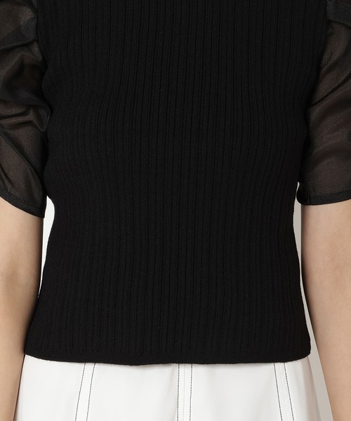 REDYAZEL（レディアゼル）の「半袖シアースリーブニット（ニット/セーター・レディース・オフホワイト/グレー/ピンク/ブラック・FREE）」の7枚目の写真