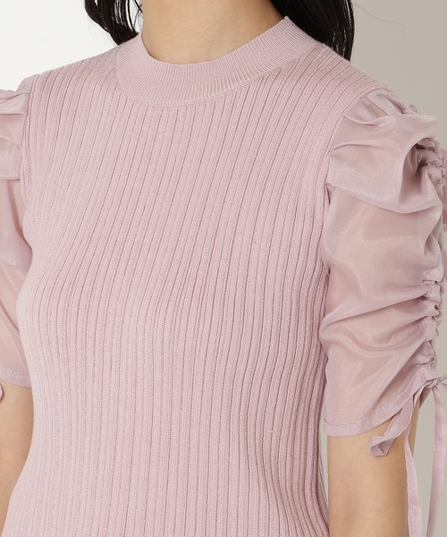 REDYAZEL（レディアゼル）の「半袖シアースリーブニット（ニット/セーター・レディース・オフホワイト/グレー/ピンク/ブラック・FREE）」の21枚目の写真