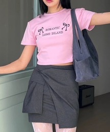 LAC-VERT（ラック・ヴェール）の「刺繍ロゴクロップドT / コンパクトT（Tシャツ/カットソー）」