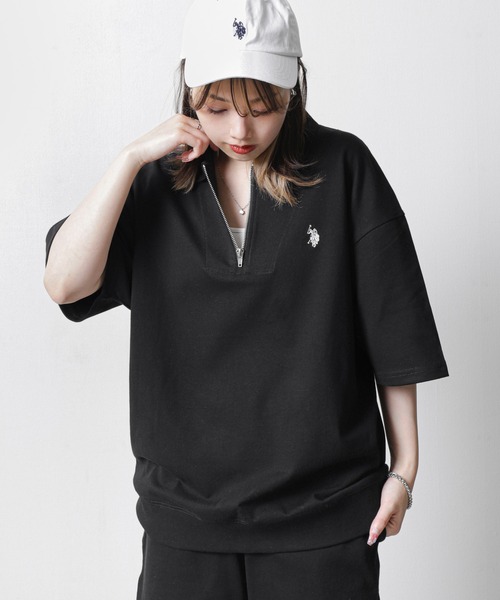 U.S. POLO ASSN.(ユーエスポロアッスン)の「【U.S.POLOASSN.】 ワンポイント ロゴ刺繍 ビッグシルエット ハーフジップ ハーフスリーブ ポロシャツ(ポロシャツ・メンズ・グレー/ブラック系/ネイビー/ブラック/オフホワイト・MEDIUM/X-LARGE/LARGE)」の22枚目の写真
